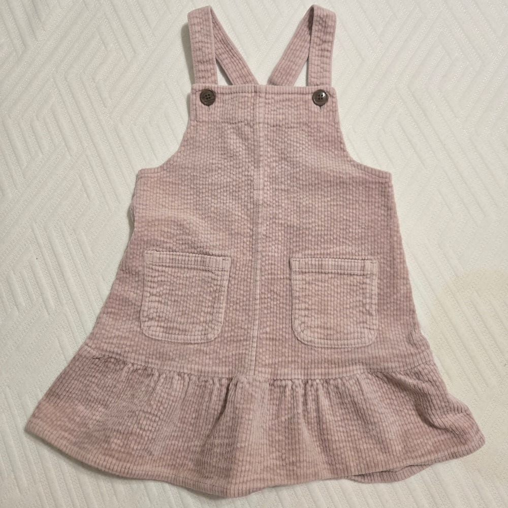 Next Kids Pink Corduroy Pinafore Dress Ruffle‎ Hem Overalls 4-5 Years 110cm